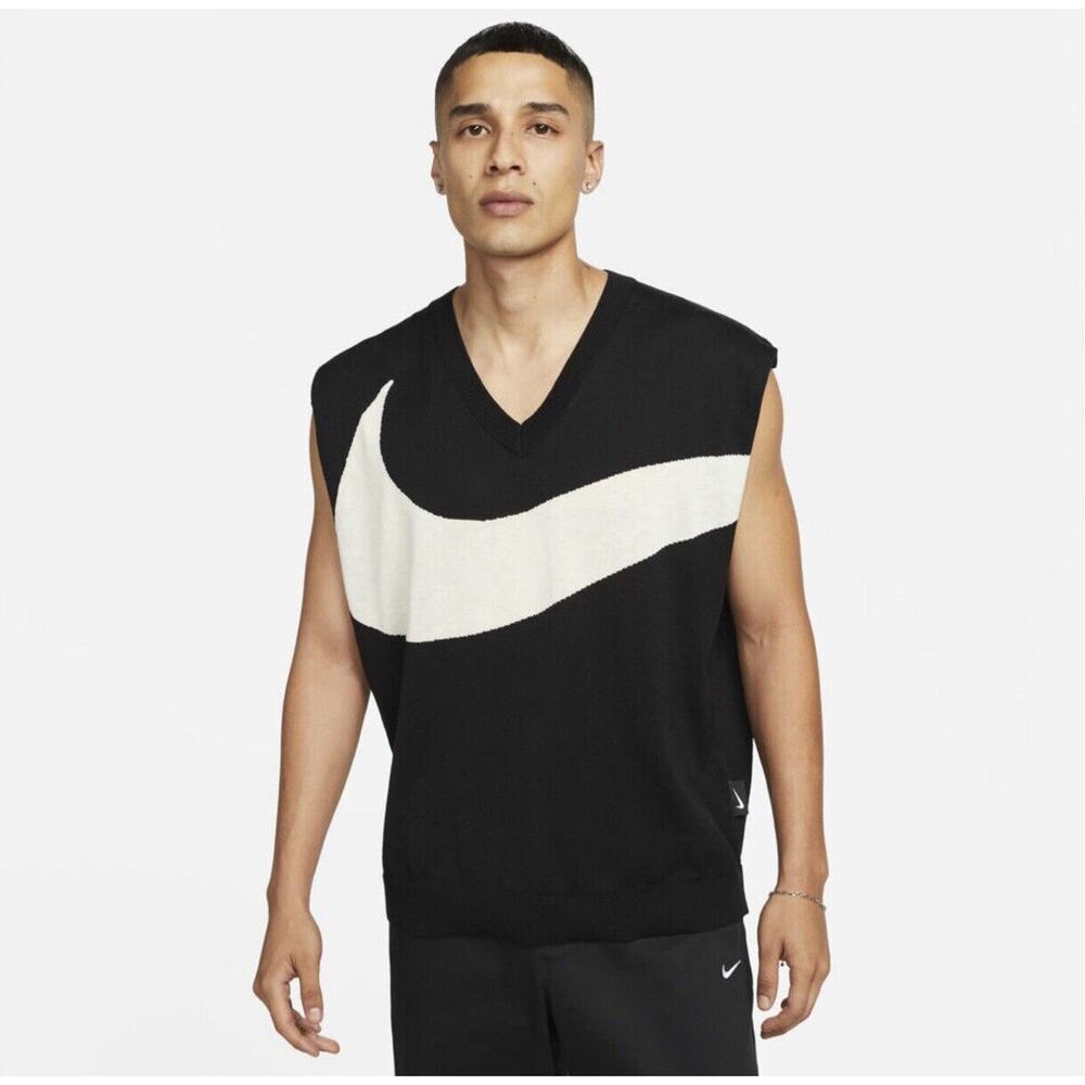 NEW Men’s Size M Nike Golf Sweater Vest Black With Cream Swoosh FD2873-010 NWT